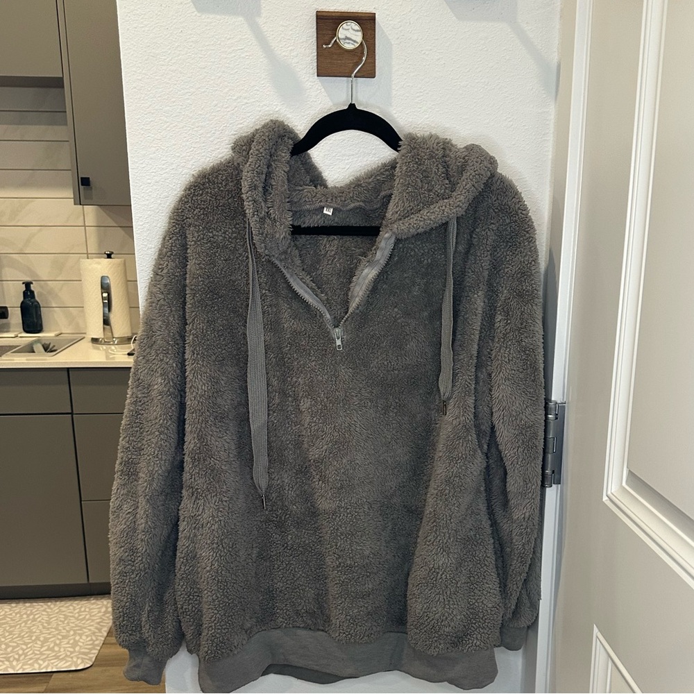 Grey Sherpa Quarter Zip Hoodie